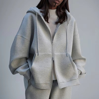 Ensemble de sweat à capuche zippé gris surdimensionné pour hommes les plus populaires