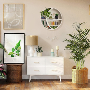 Estante de madera para cristales de luna creciente, estante de almacenamiento multicapa, decoración colgante, manualidades, estante de pared de luna creciente, Luna flotante de madera - Product Image 6