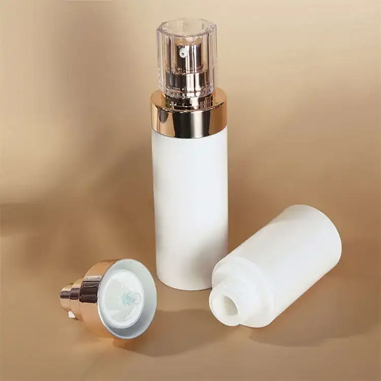 High Quality Luxury Cosmetic White Cream Jar With Gold Golden Lid Jars Skin Care Product Set