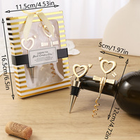 Ensemble cadeau créatif de bouchon de bouteille de vin en alliage de zinc en forme de cœur et tire-bouchon pour mariage, fournisseur Shunstone