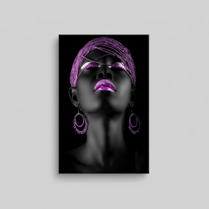 African Woman Art Print <b>Canvas</b>: Ethnic Glass <b>Wall</b> Hanging Decor,WRAPPED <b>CANVAS</b> - Product Image 2
