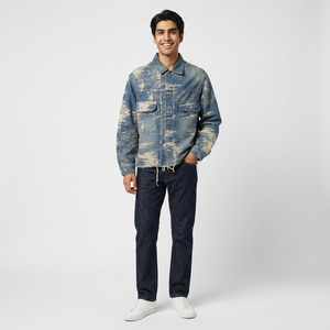Veste en jean pour hommes fabriquée en usine nouvelle mode impression coton Style décontracté pour l'hiver Logo avant 100% coton Service OEM disponible - Product Image 1
