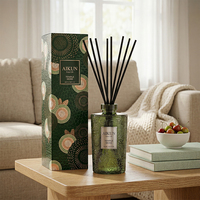 Coffret cadeau Aikun, marque privée, diffuseur de parfum d'ambiance en verre gaufré vert foncé 500 ml IP16 pour les fournisseurs de halls d'hôtel