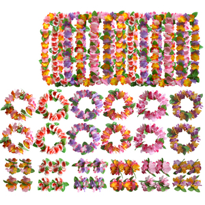 Collar de Flores Hawaianas, Decoración para Fiestas Hawaianas, Guirnalda de Flores Artificiales, Verano Tropical, Aloha, Playa, Boda, Cumpleaños - Product Image 1