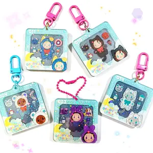 Bán Buôn Chất Lượng Cao Tùy Chỉnh In Acrylic Lắc Charms Cá Nhân 3D Acrylic Anime Shaker Keychain Nhà Cung Cấp