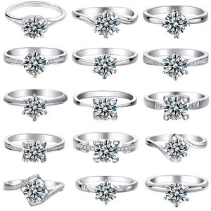 Anillos <span class=keywords><strong>de</strong></span> compromiso <span class=keywords><strong>de</strong></span> mujer <span class=keywords><strong>de</strong></span> plata maciza y 925 esterlina personalizados al por mayor con Moissanite 3A Cubic Zirconia para bodas - Product Image 2