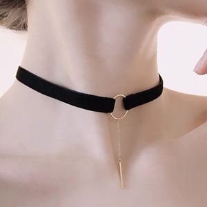 Gargantilla de moda Barra cuadrada colgante Harajuku vintage encaje terciopelo cinta Collar corto gargantilla gran oferta - Product Image 1