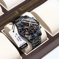Reloj de Cuarzo para Hombre Poedagar, Marcadores Luminosos Fuertes, Reloj de Acero Inoxidable, Cronógrafo de Negocios para Hombre, Fase Lunar, Días, Brazalete 96