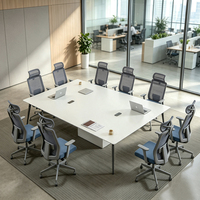 Table de conférence moderne avec plateau blanc et base sur piétement central pour bureau, salle de réunion, personnalisable, vente en gros, fabricant OEM