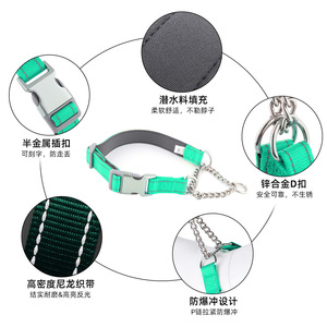 Collier demi-chaîne pour chien en nylon, taille SML, design anti-éclatement, pour chiens de grande et moyenne taille, collier pour animaux de compagnie - Product Image 2