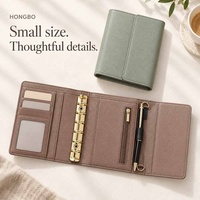 Portefeuilles Hongbo en cuir PU Saffiano souple A7 avec anneaux dorés pour femmes, utilisables comme porte-documents / porte-passeport / porte-cartes