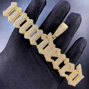 Mens Custom 925 Sterling Silver Vintage Cross Shape Iced <b>Chain</b> Pendant Moissanite Personalized <b>Name</b> Silver Plated Jewelry - Product Image 3