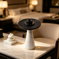 Brûleur d'encens en marbre blanc naturel de qualité supérieure, brûleur de Bakhoor et d'Oud pour villa de luxe, salon, ornement décoratif d'arôme pour la maison