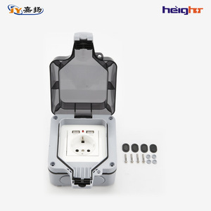 Height Outdoor Waterproof <b>Socket</b> With Usb Port Ip66 Abs Material 230V <b>Single</b> Outlet German Standard - Product Image 3