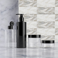 Emballage cosmétique personnalisé - Flacon pompe en plastique noir de 300 ml - Flacon rond en plastique transparent de 250 ml - Pots à crème transparents de 100 g et 200 g