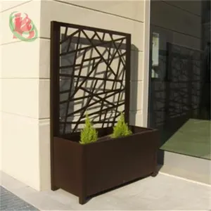 ガーデン装飾コルテンスチールメタルスクリーンプランターポット付き大型屋外ガーデンプランター