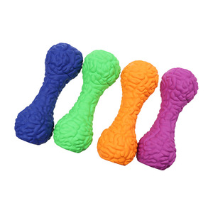 Pet Rubber Chew Toy <b>Dumbbell</b> Sound Making For Dogs Large Breeds Colorful Non Toxic Educational Indoor Play - Product Image 1