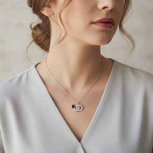 Nouveauté 2026 Collier Pendentif de Luxe pour Femme en Argent Sterling 925 avec Émail Trèfle Noir, <span class=keywords><strong>Halo</strong></span>, Double Cercle Infini et Moissanite - Product Image 2