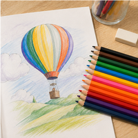 FLOWood 12 crayons de couleur vibrants avec trou de suspension, boîte fenêtrée, application de couleur brillante et lisse, mine résistante à la casse pour le dessin artistique