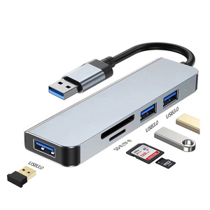 アルミニウム2in1拡張ドックUSB3.0ハブPCUSBハブUSB3.0スプリッターアダプターポートタイプCカードリーダーPCラップトップ用 - Product Image 1