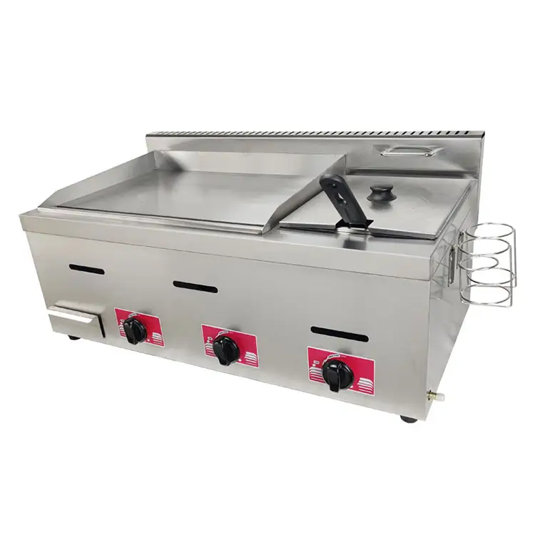 Commercial Gas Griddle Stainless Steel Flat Plate With Gas Fryer