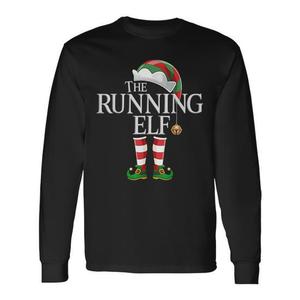 The Running Elf T-shirt à manches longues, cadeau de Noël pour hommes et femmes, vêtements de fête de Noël unisexes - Product Image 1
