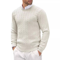 Sweater Rajut Pria Musim Gugur Musim Dingin, Model Sederhana, Grosir, Kerah Panjang Slim, Motif Bunga, Warna Solid, Ukuran Besar, Bahan Bernapas
