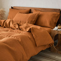 Fabricant vente en gros personnalisé Orange King Size USA lin français drap housse housse de couette avec taies d'oreiller