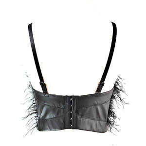 Gilet en cuir d'autruche de luxe Style enveloppé poitrine corps façonnage réglable en cuir PU couture gilet dos nu - Product Image 4