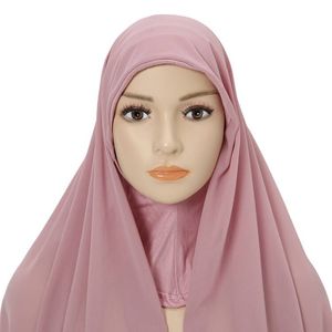 Nouveau hijab en mousseline de soie à paillettes monochromes durable et tendance pour femmes musulmanes, long foulard en mousseline de soie froissé, broderie, foulard d'été - Product Image 3