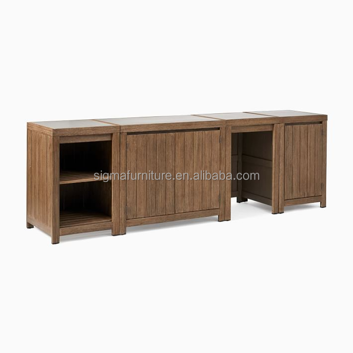 New Arrival Build Your Own Customizable Outdoor Furniture  Teak Wood All Weather Kitchen Cabinet Shelf Set