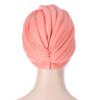 Sombrero de turbante religioso indio de color sólido al por mayor, sombrero de turbante islámico con decoración retorcida a la moda para mujer