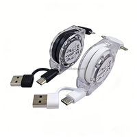 Cable de Carga Rápida Portátil con Logotipo Personalizado, Cable de Sincronización de Datos Multi Interfaz 4 en 1 con Retráctil