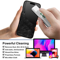 Nettoyant pour écran portable 2-en-1 de 15 ml, spray et lingette pour téléphone, iPad, ordinateur portable, MacBook, téléviseur, avec formule 100% naturelle à base d'extraits végétaux