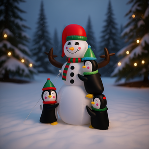 Muñeco de Nieve y Pingüino Inflables de Navidad de 5.9 Pies con Luces LED, Decoración Navideña para Jardín Exterior, Decoración Inflable de Invierno para Jardín - Product Image 2