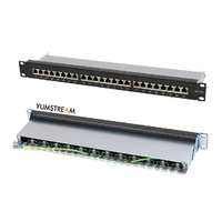 Panel Patch Ftp Shielded Dual 110 Ukuran Abs 19 Inci 0.5U Idc Cat6A Cat6 Cat5E 24 Port untuk Gedung Cerdas