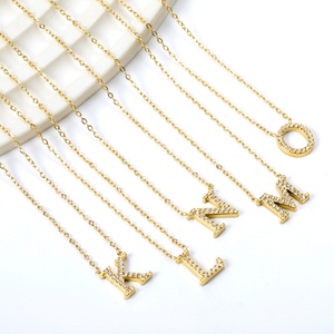 Collar con Colgante de Letras del Alfabeto de la A a la Z en Acero Inoxidable, con Circonitas, Chapado en Oro de 18K, para Mujer - Product Image 6