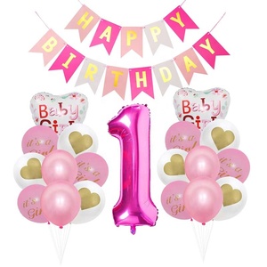 1st ורוד יום הולדת ילדה קישוטי ערכת עוגת טופר אחד ילד יום הולדת סט - Product Image 3