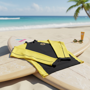 Yellow & Black Long Sleeve Spandex/Nylon Rash Guard T-Shirt for Men - Product Image 3