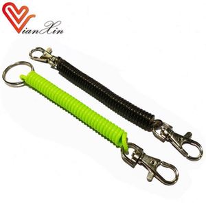 Bungee Springs <b>Plastic</b> Coil Cord Lanyard Keychain Wristband Low Price Factory Paracord Keychain With Carabiner - Product Image 6