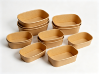 SenAng05 Bol en papier kraft rectangulaire de 1300 ml de haute qualité avec couvercle épaissi pour salades à emporter