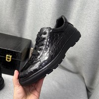 Chaussures habillées à lacets pour hommes en cuir de crocodile 100 % – Noir, avec doublure en cuir véritable et semelle résistante à l'usure et antidérapante