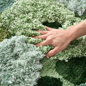 Alfombra de Lujo Estilo Bosque, Rectangular, Resistente a las Manchas, Moderna, Verde, para Sala de Estar, Dormitorio, Apta para Pies Descalzos - Product Image 2