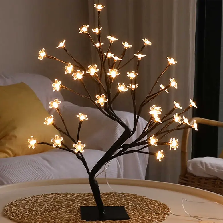 Noel dekorasyon ışık H45Cm kiraz çiçeği Led dekoratif Saruka ağacı hayat lambaları ev düğün otel masa süslemeleri