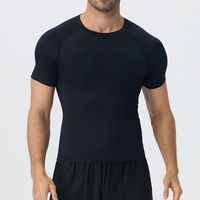 T-shirt de compression sans coutures pour homme, manches courtes, extensible, respirant, coupe athlétique, pour l'entraînement estival et la gym