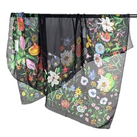Châle en mousseline de soie de mûrier respirant, grande taille 105x105cm, à motifs floraux, pour les vacances d'été à la plage pour femmes