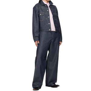 Jeans de Mezclilla Cruda Sin Lavar Personalizados, 100% Algodón, Color Índigo, Jeans Holgados, Moda Casual, Pierna Ancha, Jeans de Alta Calidad para Hombre - Product Image 3