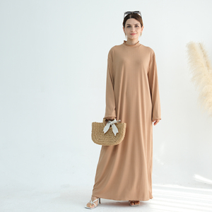 Custom <b>ABAYA</b> Half Turtleneck Long Sleeve Casual Loose Dress Polyester Muslim <b>Prayer</b> Inner Dress Arabian Robe Dubai Kaftan - Product Image 2