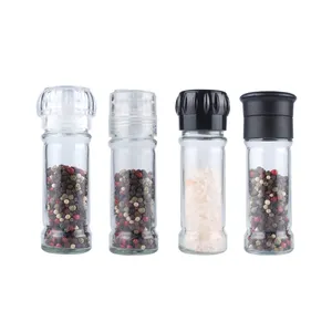 100ml Kitchen Competitive Kitchen Transparent Plastic Lid Sea Salt And Pepper Bottle Mill Grinder Cap Glass Spice Bottle
