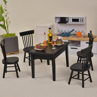 Ensemble de meubles de salle à manger rétro européens miniatures pour maison de poupée – Scènes de repas charmantes pour poupées
